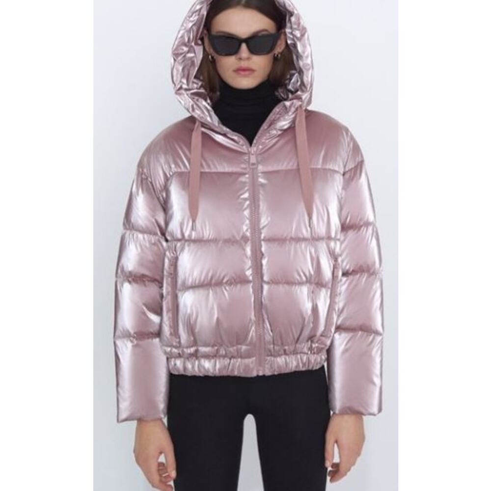 Metallic Pink Puffer Jacket